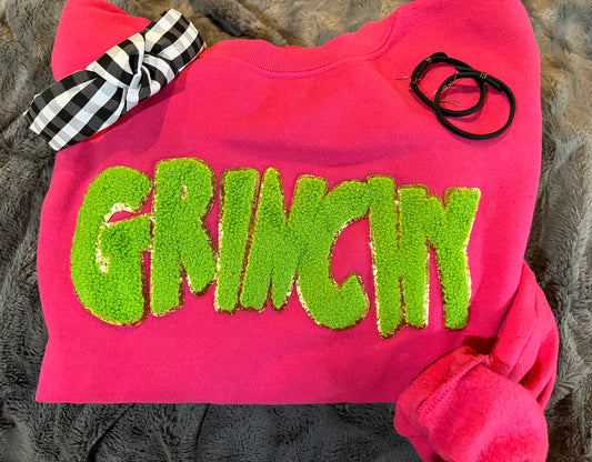 Grinchy Chenille and Sequin Patch