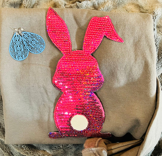 Hot Pink Iridescent Sequin Bunny