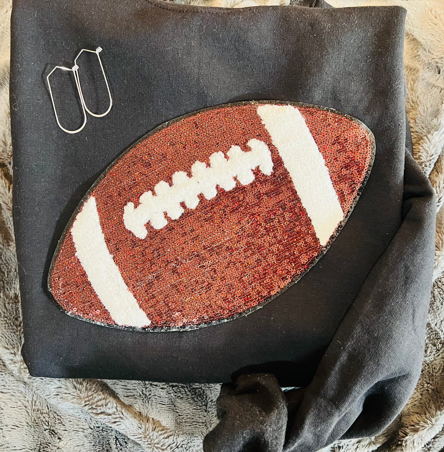 Football chenille and Sequin Patch