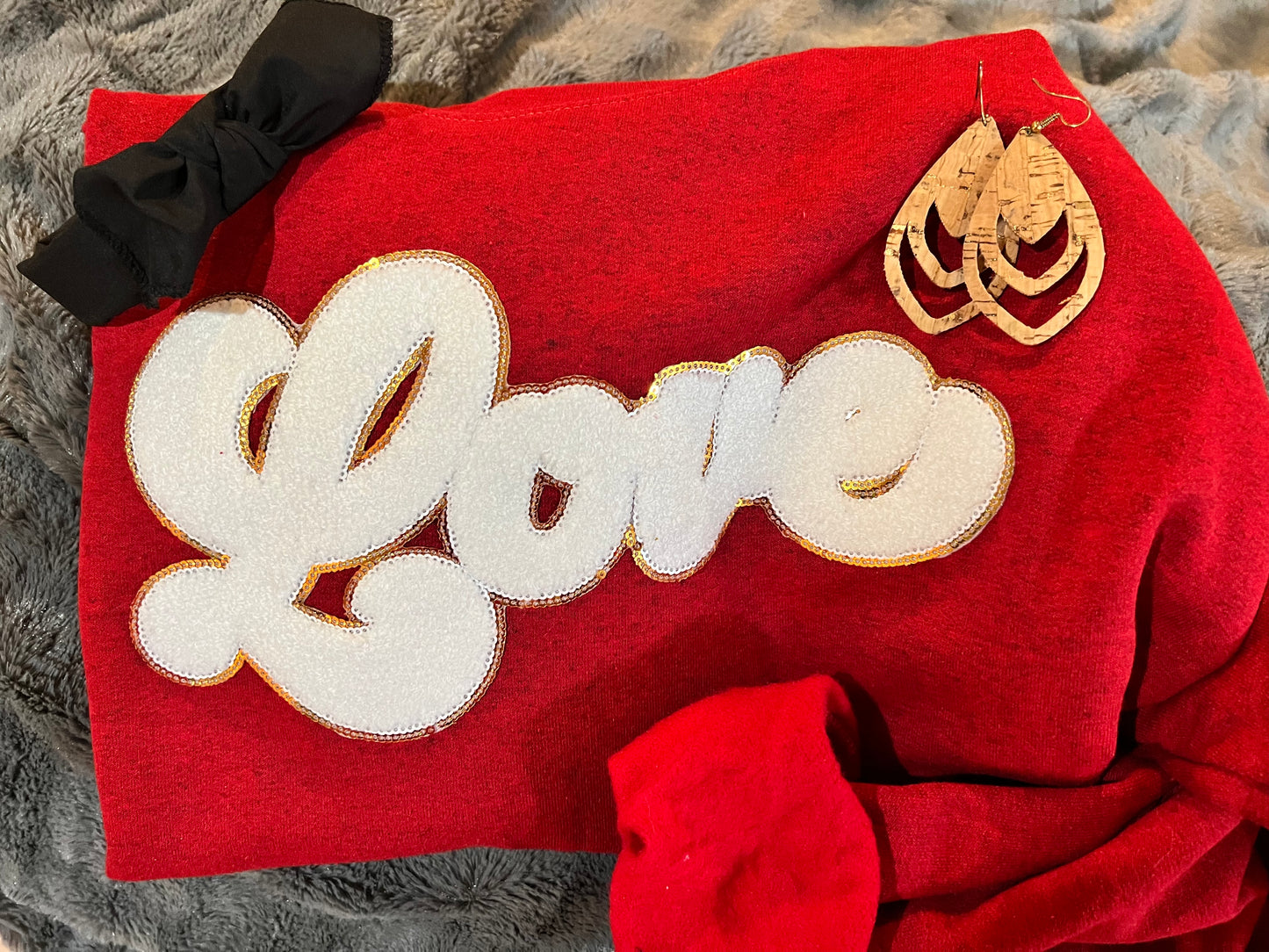 White Love Chenille Patch