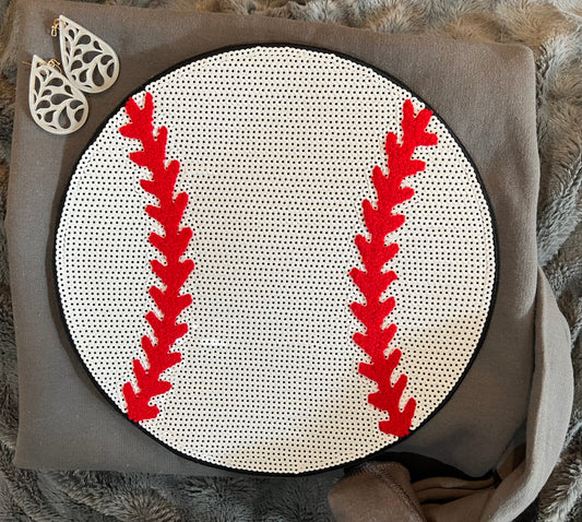 Baseball Chenille and Sequin Patch