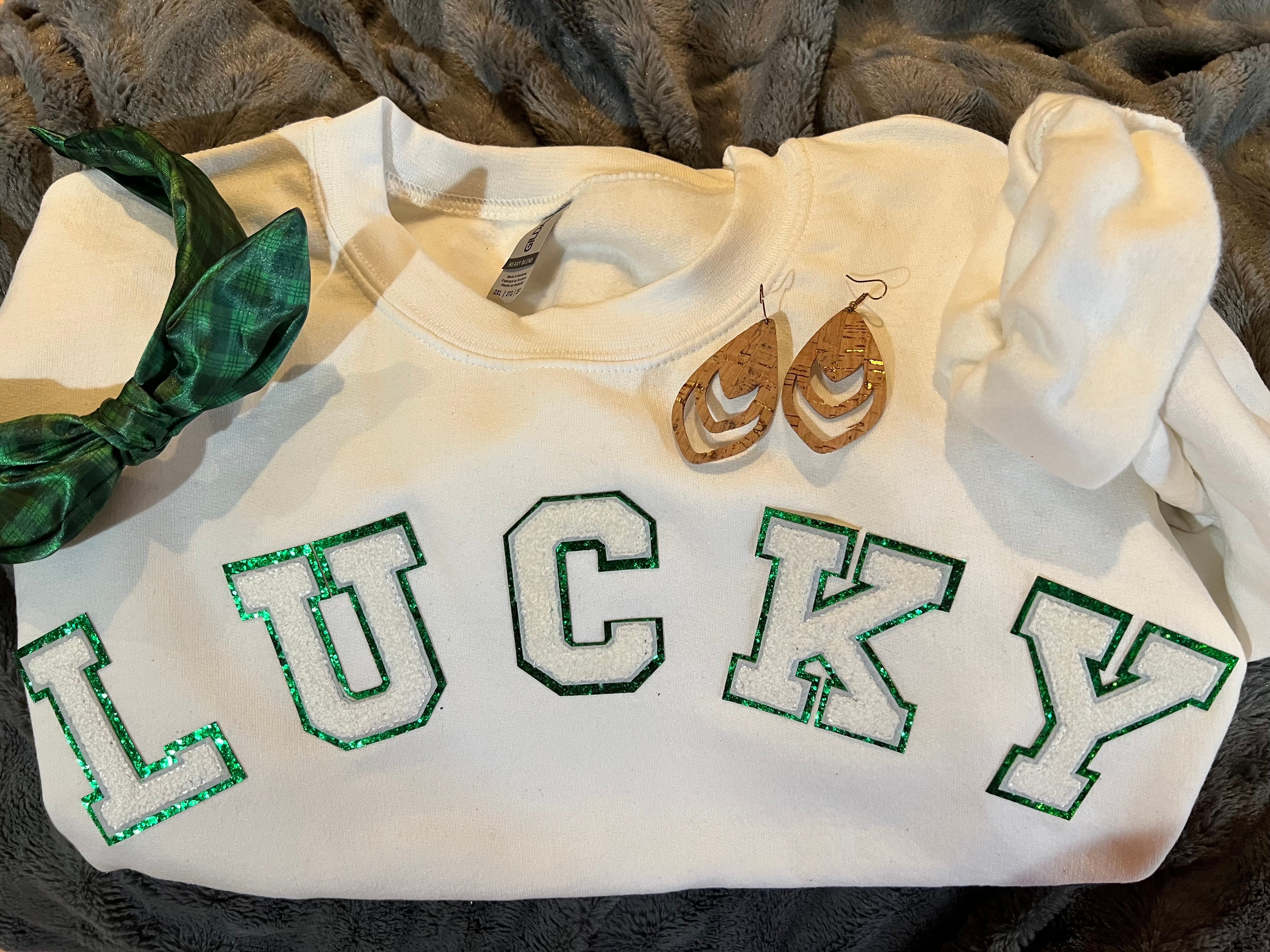 Lucky Sequin and Chenille Patch