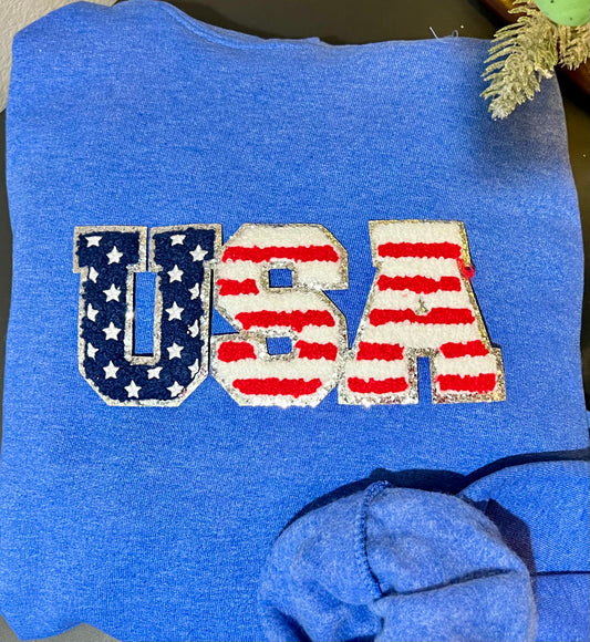 Small- USA chenille and glitter patch