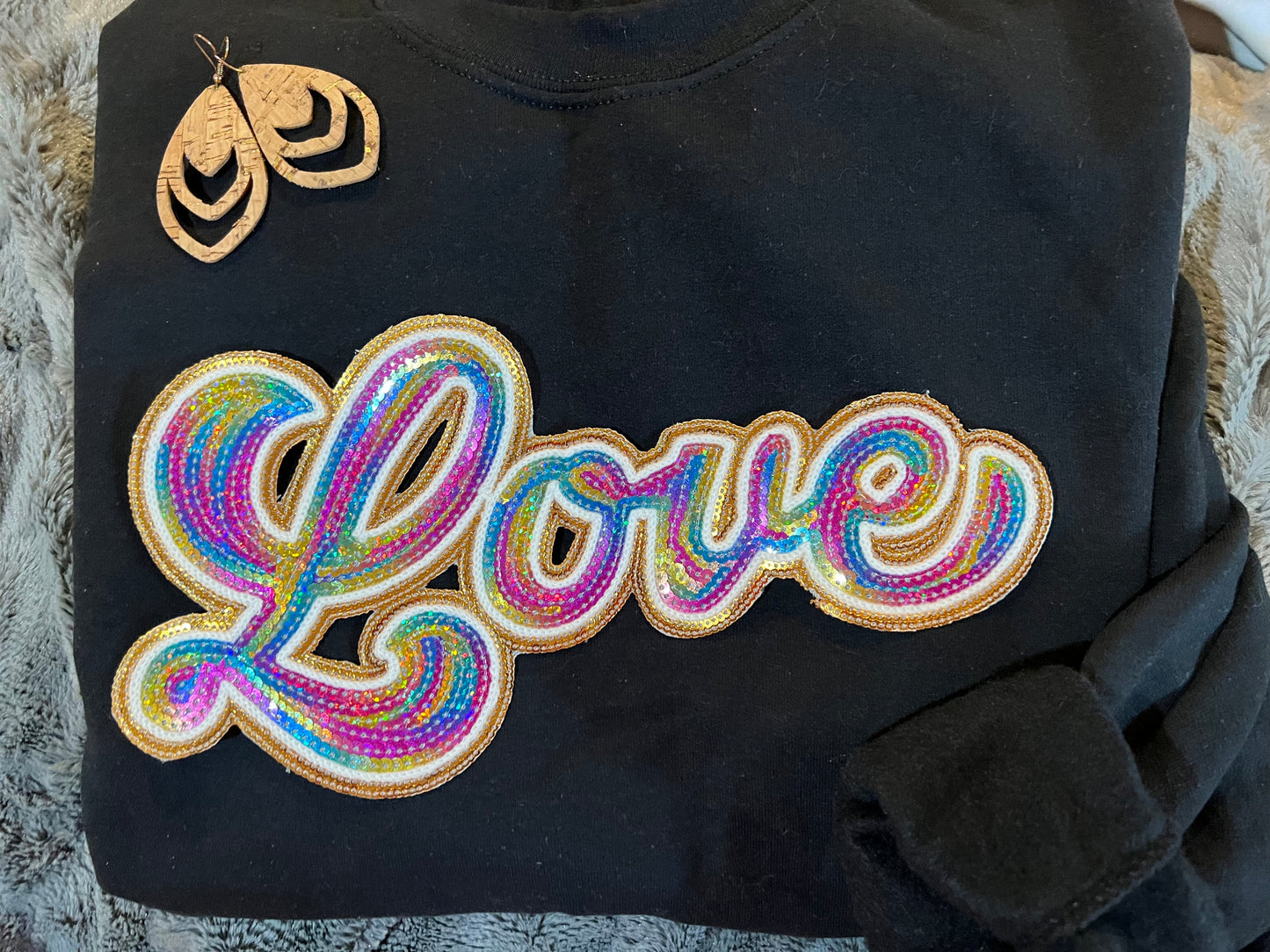 Rainbow Love Sequin Patch